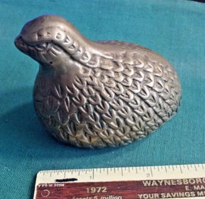 Vintage Brass Bird Quail Statue Decorative Figure or Paperweight 3" - Picture 1 of 5