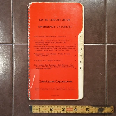 Gates LearJet 35 y 36 Normal, Lista de Verificación de Emergencia Foto 1 de 4