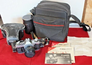 Vintage Canon AE-1 35mm Manual SLR Camera with Accessories and Cases - Picture 1 of 24