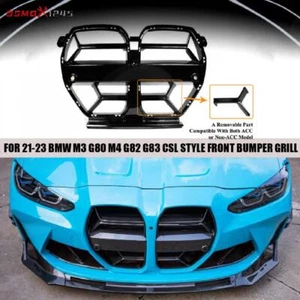 FOR 21-23 BMW M3 G80 M4 G82 G83 CSL STYLE FRONT BUMPER GRILL GRILLE GLOSS BLACK - Picture 1 of 7