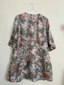 J. Jill Love Linen Women Floral Caraway Fresh Bloom Ruffle Hem Dress Green MP - Picture 1 of 6