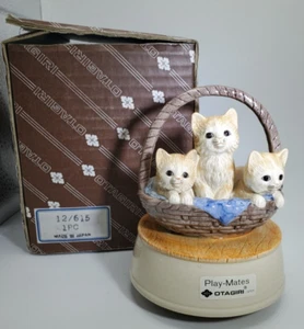 Otagiri, Playful Kitty Cats in a Basket, Music Box - Picture 1 of 7