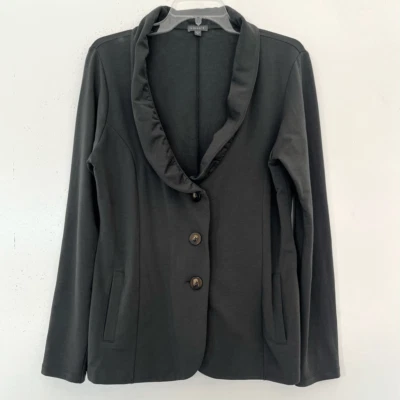 Lilla P Jacket XL Ruffled Shawl Collar Olive Green Long Sleeves Stretch Blazer - Image 1 of 4
