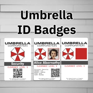 Umbrella Corporation Parody Prop ID on a Laminated ID Card (Resident Evil Alice - Picture 1 of 7