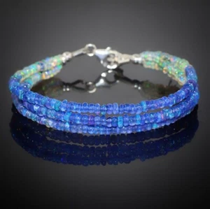 Natürlich Äthiopische Opal Perlen 17.8cm Armband 925 Silber Extender Hummer Clip - Bild 1 von 12