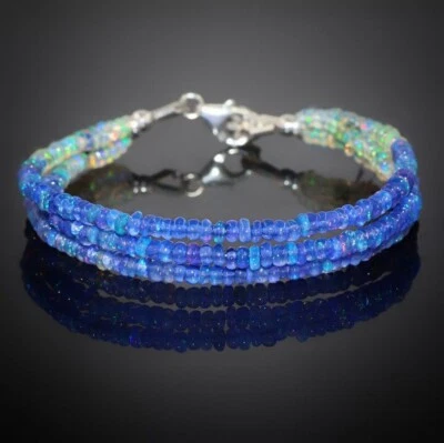 Natürlich Äthiopische Opal Perlen 17.8cm Armband 925 Silber Extender Hummer Clip - Bild 1 von 4