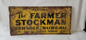 The Farmer Stockman Service Bureau Tin Sign 13"×6" - Picture 1 of 8