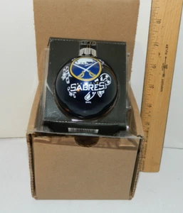 Buffalo Sabres hockey Holiday Christmas tree Ornament 2 5/8 NHL gift box VINTAGe - Picture 1 of 9