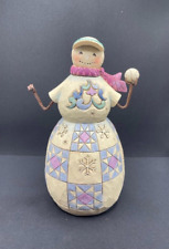 Retired 2000 Jim Shore Snowman Playing Tennis Figurine 6 3/8” Tall 4017665 AS-IS