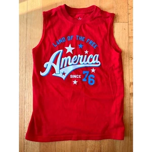 Rotes patriotisches Tanktop Land of the Free America ärmellos Kinder Größe S - Bild 1 von 3
