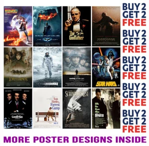 100 BEST MOVIES OF ALL TIME IMDB POSTER PRINT A4 A3 SIZE BUY 2 GET ANY 2 FREE - Picture 1 of 101