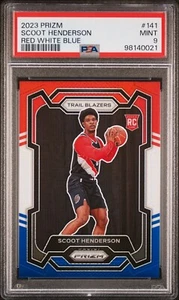 👑💎 SCOOT HENDERSON 2023-24 PANINI PRIZM ROJO BLANCO AZUL ROOKIE RC PSA #141 🧊🎁 - Imagen 1 de 3