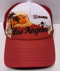 Los Angeles Snapback Trucker Hat X Games 2012 Baseball Cap California Red - Picture 1 of 7