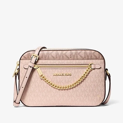 MICHAEL KORS JET SET ITEM LG LOGOTIPO ASSINATURA MK BOLSA TIRACOLO ROSA BLUSH - Imagem 1 de 3