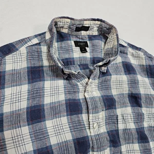 J Crew Baird McNutt Irish 100% Linen Shirt Mens M Slim Fit Blue White Red Button - Picture 1 of 8