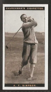 CHURCHMAN-FAMOUS GOLFERS GOLF 1927 (STD SIZE)-#38- ALEXANDER SIMPSON  - Picture 1 of 2