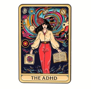 SUPER LARGE THE ADHD TAROT CARD Enamel Pin Badge MYSTICAL MYSTIC FUTURE TELLING - Picture 1 of 4