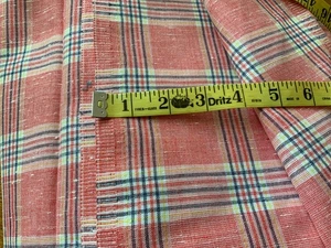 Vintage Slub Fabric 1.5 yards 62” wide plaid red blue yellow Textured Retro - Picture 1 of 3