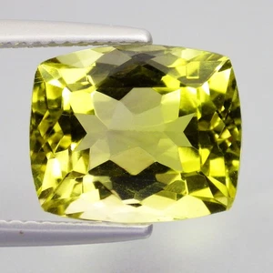 6.30 Cts SIGNIFICANT (11 x 10 mm)100%NATURAL CUSHION CUT GREEN GOLD LEMON QUARTZ - Picture 1 of 7