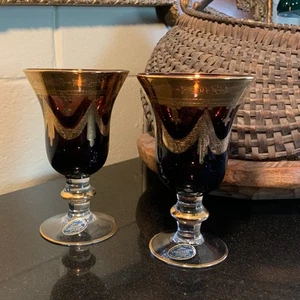 Cristallerie Italiane Arte Itálica Medici 6 1/2" copas de agua amatista púrpura - Imagen 1 de 11