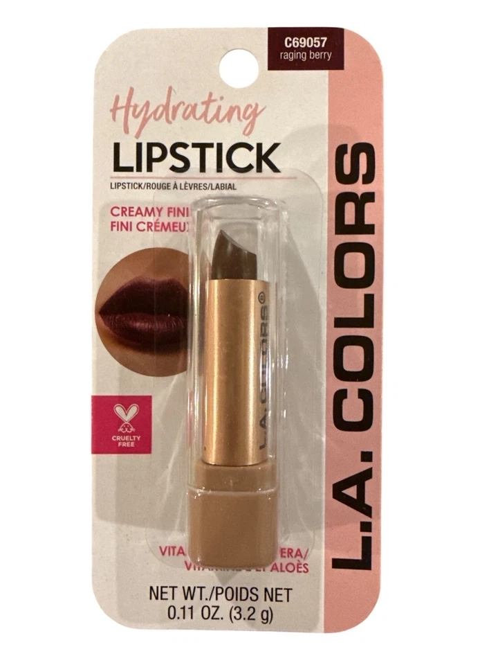 L.A. COLORS Hydrating LIPSTICK C69057 RAGING BERRY Dark Purple Creamy Aloe Vera - Image 1 of 1
