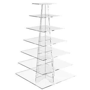 Cup Cake Display Stand 7 Tier Wedding Acrylic Cupcake Clear Riser - Square - Picture 1 of 5