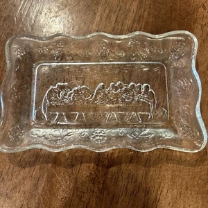 Vintage Tiara by Indiana Glass Last Supper Tray Small or Mini Clear 5 1/2" L - Picture 1 of 2