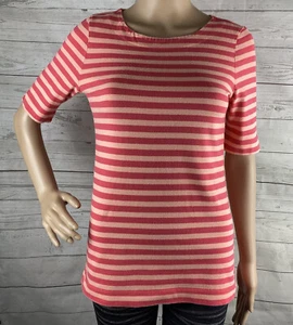 Camiseta Ann Taylor LOFT XS Rosa Melón Rayas Expuesta Espalda Cremallera Informal Algodón - Imagen 1 de 12