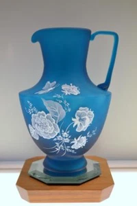 Fenton PITCHER Azure Blue SATIN Connoisseur DTD 87 #D 164/950 9468QY FREEusaSHP - Picture 1 of 3