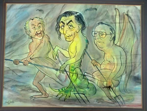 Original Carlo Roberto Cartoon (1980) Politische Satire, Tory Politiker in der Hölle - Bild 1 von 7