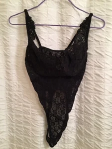Cachet Black Floral  Stretch Lace Teddy  One Piece Size S/M - Picture 1 of 9