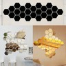 12Pcs Wall Stickers 3D Mirror Hexagon Acrylic Removable Decal Home Decor Art DIY