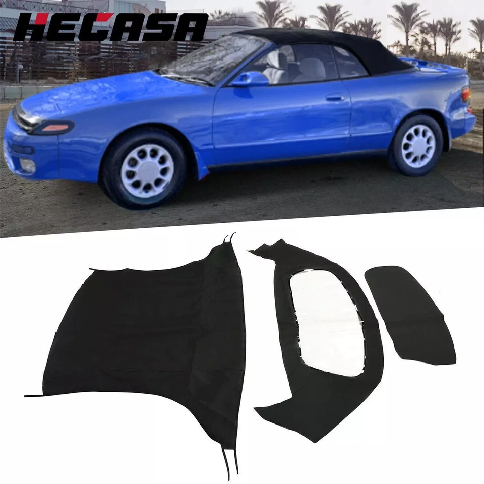 For Toyota Celica 1991-1993 92 Convertible Soft Top w/ Plastic Window Black Roof Foto 1 de 4