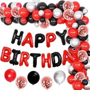 Birthday Balloons 16" self inflating Foil Banner Red black birthday party theme - Picture 1 of 10