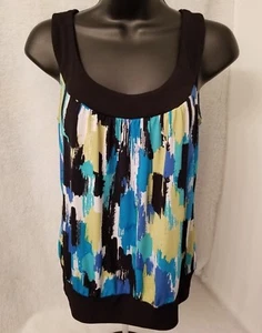 IZ Byer California Womens Shirt Top Blouse Size S Small Green Blue Black White - Picture 1 of 3