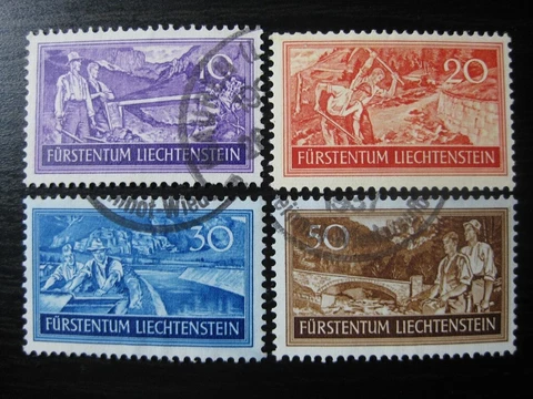 LIECHTENSTEIN Sc. #132-135 scarce used stamp set! SCV $12.60 Cover
