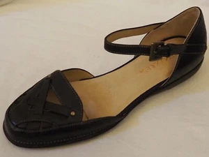 NIB Aerosoles Open Door Black Leather Sandals, Size 7.5 M US - Picture 1 of 7