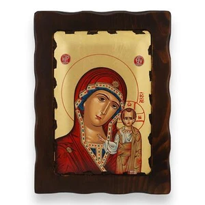 Icono Theotokos de Kazán - Icono bizantino ortodoxo griego hecho a mano - Imagen 1 de 8