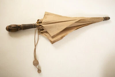 Antique Carved Wood Umbrella Parasol (UH1/JSF6) For Repair - Image 1 of 4