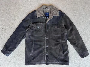 Vintage Gap Trucker Suede Leather Jacket Chocolate Brown Mens Size Large - Picture 1 of 11