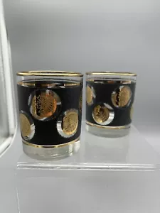 Libby MCM schwarz & gold geprägt niedrige Kugel Münzglas 2er Set, 4" hoch - Bild 1 von 7