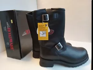 New Easyriders Roadware Black Leather Steel Toe Biker Boots Mens 12M NOS - Picture 1 of 13