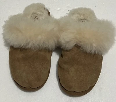 UGG Slipper Ladies Sz 7W Gr8 Cond Slip-On Open Back Disquette Sheepskin &suede - Image 1 of 4