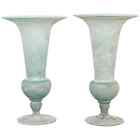 Mid Century Modern Pair of Seguso Vetri D'Arte Glass Vases Vessels Italy Signed