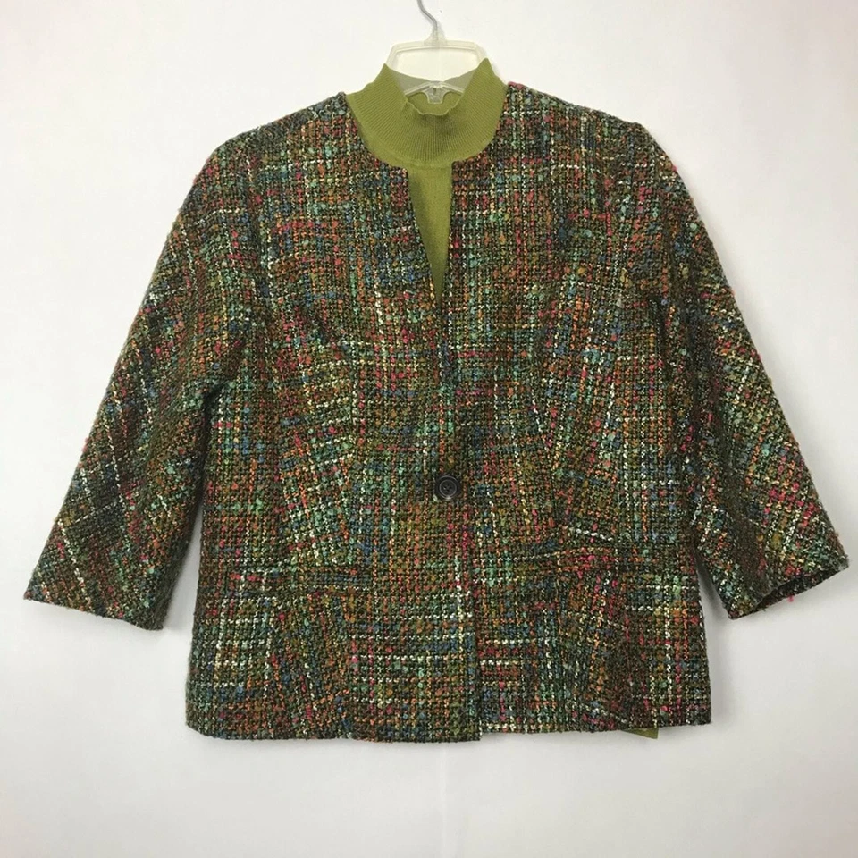 Chaqueta Blazer Coldwater Creek Boucle Tweed Carrera Talla 10 Colorida Negocios Foto 1 de 4