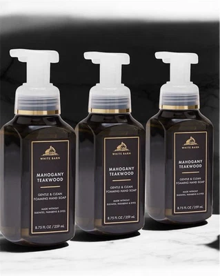 3 NEW BATH & BODY WORKS MAHOGANY TEAKWOOD GENTLE CLEAN FOAMING HAND SOAP WASH - Image 1 of 4