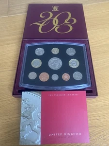 Juego de 11 monedas de prueba anual Royal Mint 2003 con folleto de certificado de autenticidad y caja de exhibición (31826) - Imagen 1 de 11