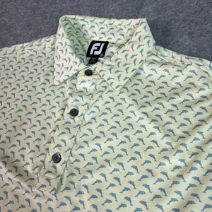 FootJoy Polo Shirt Mens Medium Dolphin Print Golf Performance Stretch - Picture 1 of 9