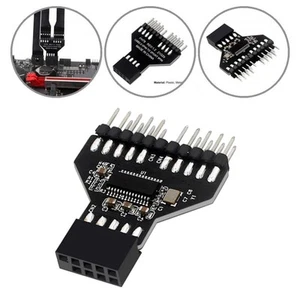 USB2.0 9Pin to 2x 9Pin Splitter Board Motherboard USB Hub for RGB Lamp Fan - Afbeelding 1 van 3
