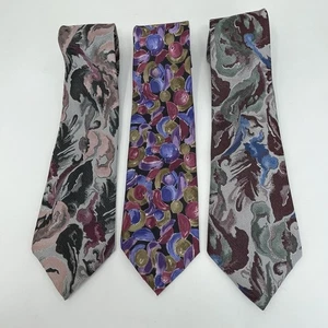 Windridge + Lorenzo Selini Ties Lot of 3 VINTAGE Classic Floral Artsy Polyester - Picture 1 of 4